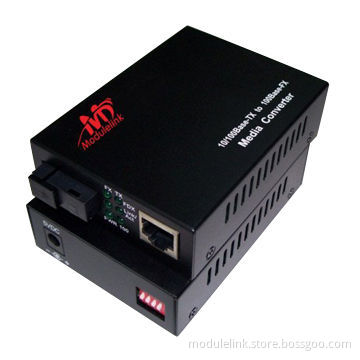 Fiber-optic 10/100M Media Converter, Dual-fiber, Multi-mode, 2km, SC, LED 1,310nm, External Power